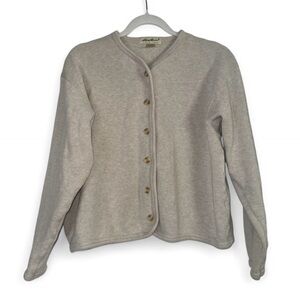 Eddie Bauer 100% Cotton Women's Medium Beige Knit Cardigan